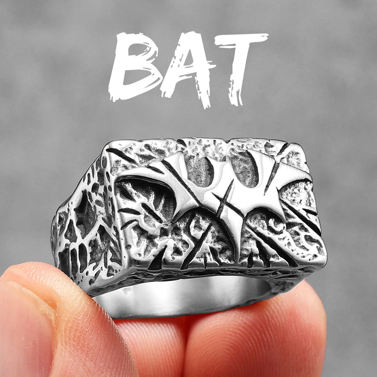 Bat Texture Ring — Stainless Steel
