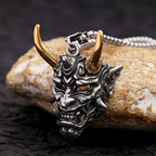 Gothic Retro Stainless Steel Ghost Mask Pendant Necklace For Men Boys Punk Fashion Skull Necklaces Jewelry Horror