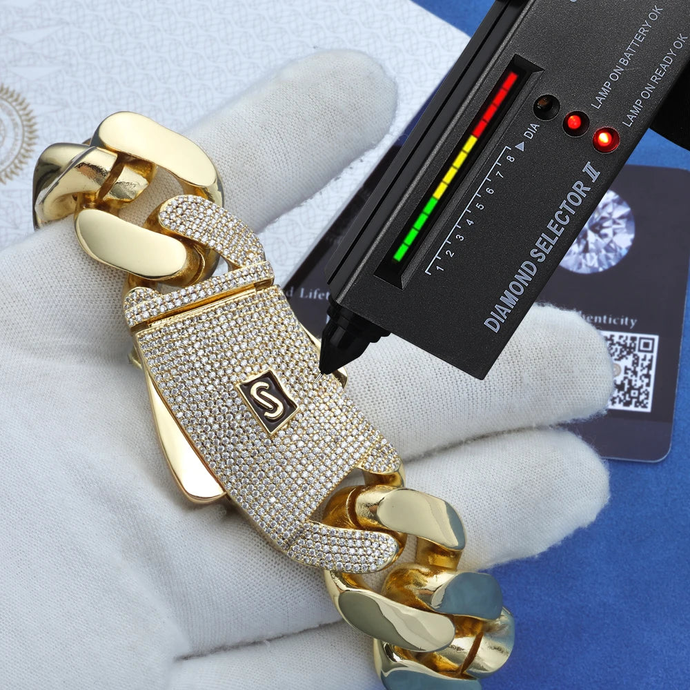925 Silver VVS Moissanite Monaco Chain Necklace
