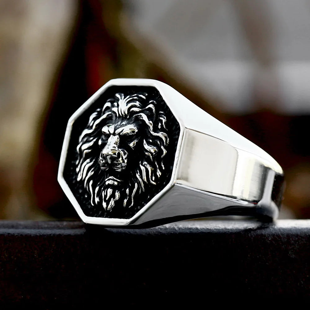 Fashion Detailed Stainless Steel 3D Lion Head Rings For Men Women Punk Trendy Domineering Vintage Animal Jewelry Gifts Wholesale