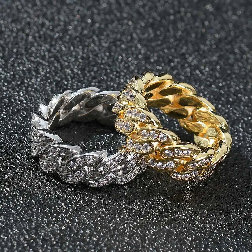 925 Silver Iced Out Cuban Ring VVS Moissanite
