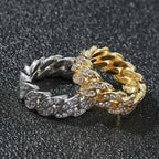 925 Silver Iced Out Cuban Ring VVS Moissanite