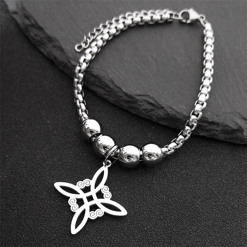 Wicca Celtic Knot Stainless Steel Bracelet Women/Men Silver Color Witch Geometric Irish Knots Bracelets Jewelry