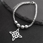 Wicca Celtic Knot Stainless Steel Bracelet Women/Men Silver Color Witch Geometric Irish Knots Bracelets Jewelry