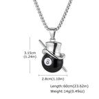 Lucky 8 Ball Pendant Necklace — Black Stainless Steel