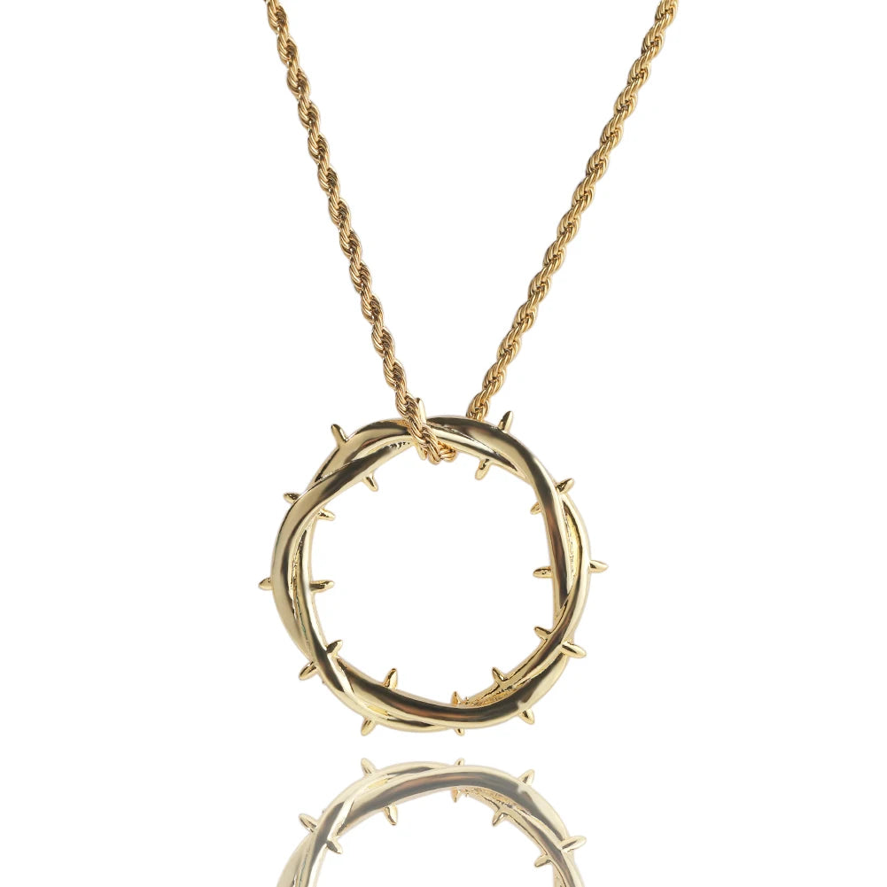 UWIN Crown of Thorns Pendant Necklace Iced Out Möbiusband Hoop Pendants for Gift Fashion Jewelry