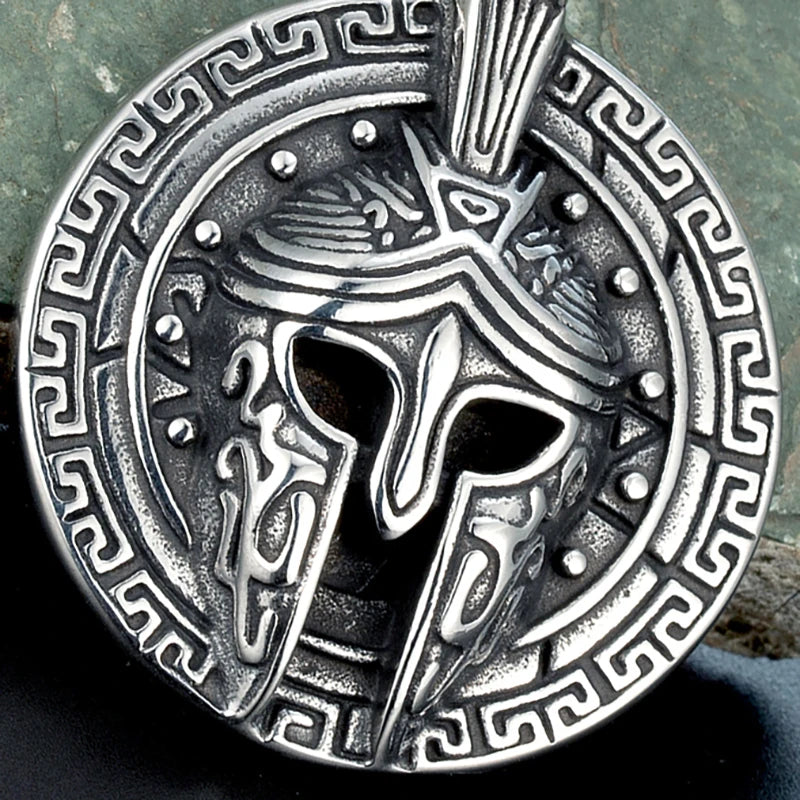 Spartan Mask Pendant 316L Stainless Steel Gothic Punk Viking Amulet Necklace For Men's Steel Color Adjustable Chain(50/60/70CM)
