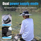 Wide Brim Solar Dual Fan Hat Outdoor Camping Fishing Hat Anti-UV Fan Hat for Men Mountain Climbing Sun Protection
