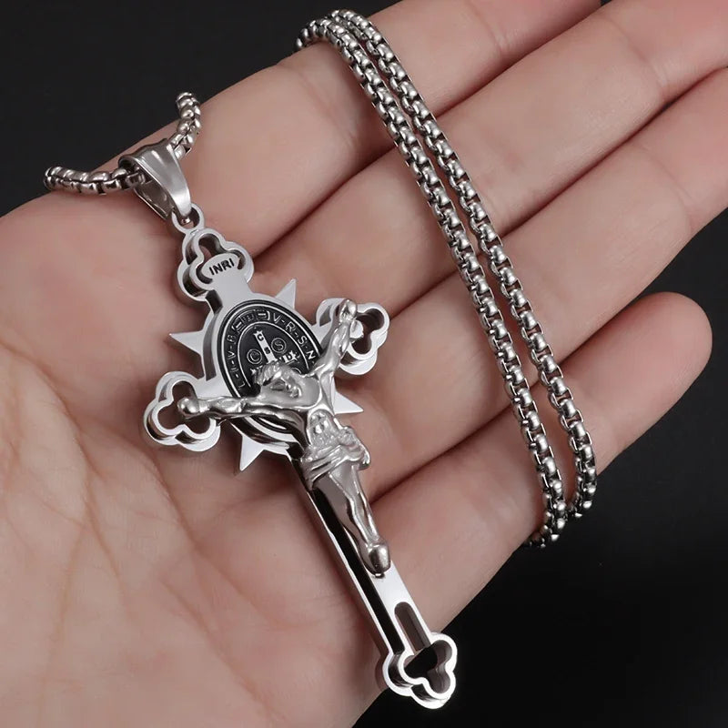 Vintage Catholic Cross Pendant Necklace — Amulet