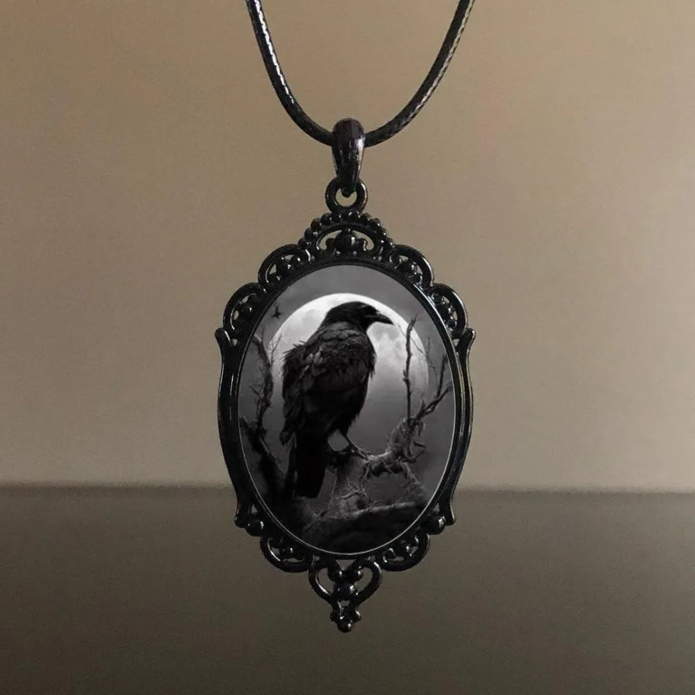 Gothic Crow Pendant Necklace