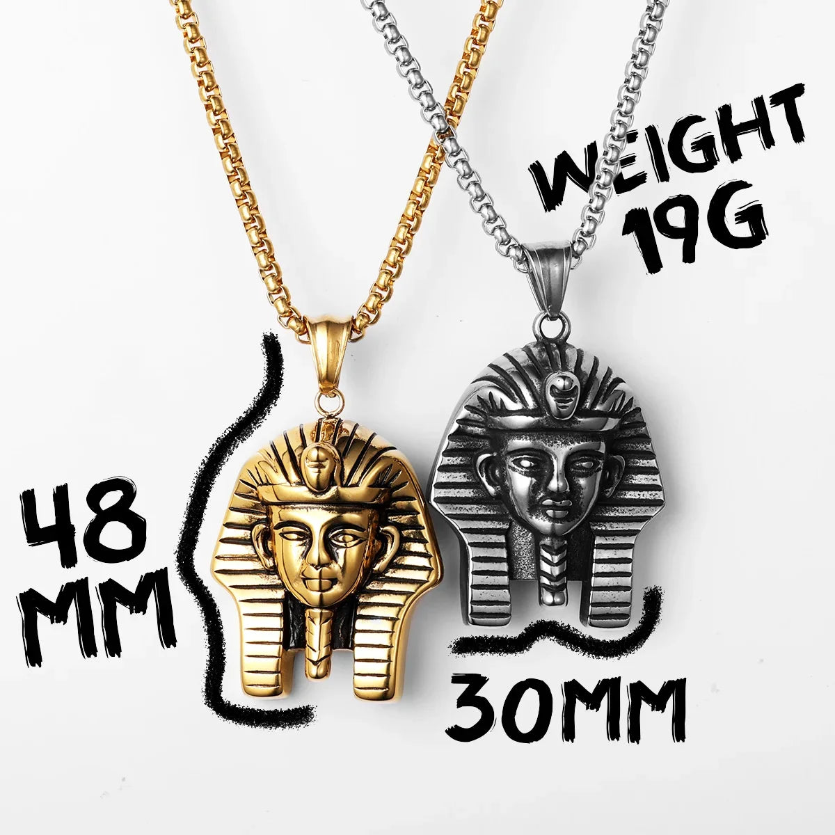 Egyptian Pharaoh Stainless Steel Pendant Necklace