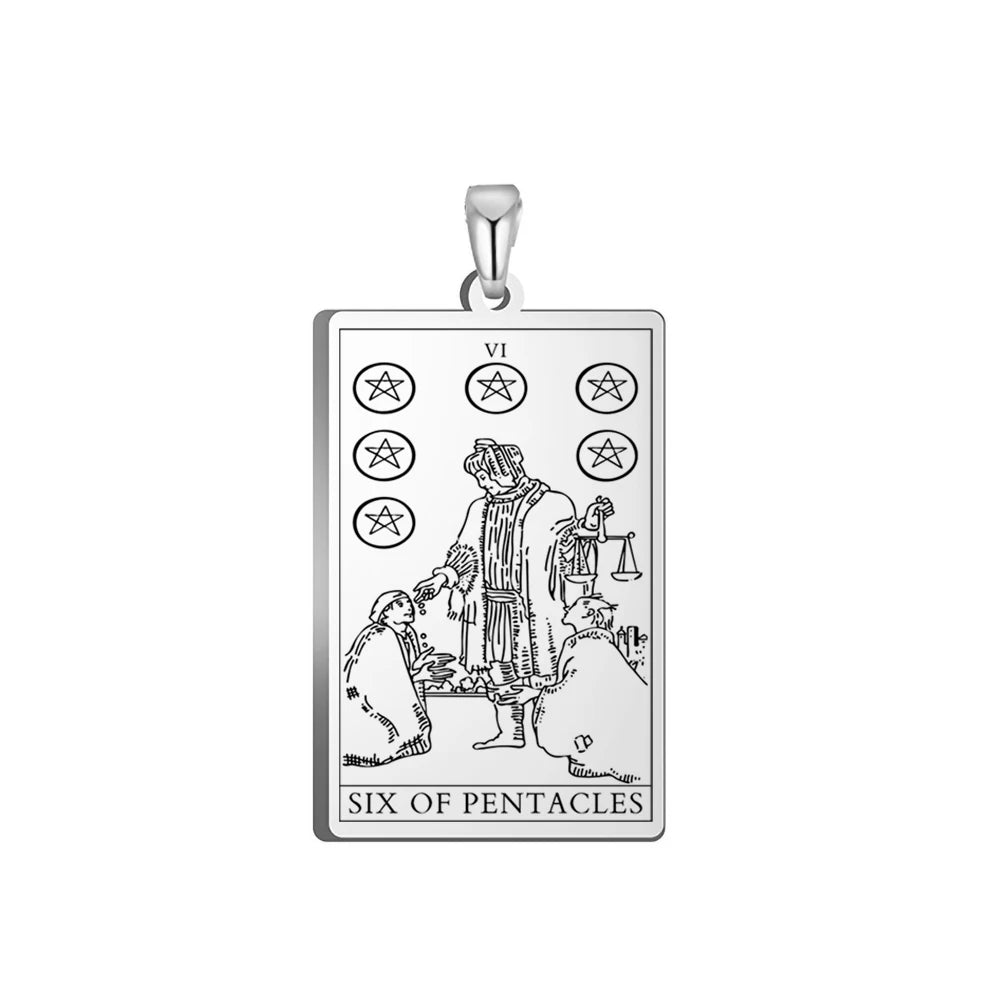 Dawapara Pentacles Tarot Card Pendant for Necklace Stainless Steel Golden Black Jewelry Accessories Charms Pendants