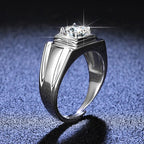 Classic Six-Prong Ring Men's 1ct Moissanite PT950 Platinum - 1ct moissanite, 6-prong design, understated luxury jewelry