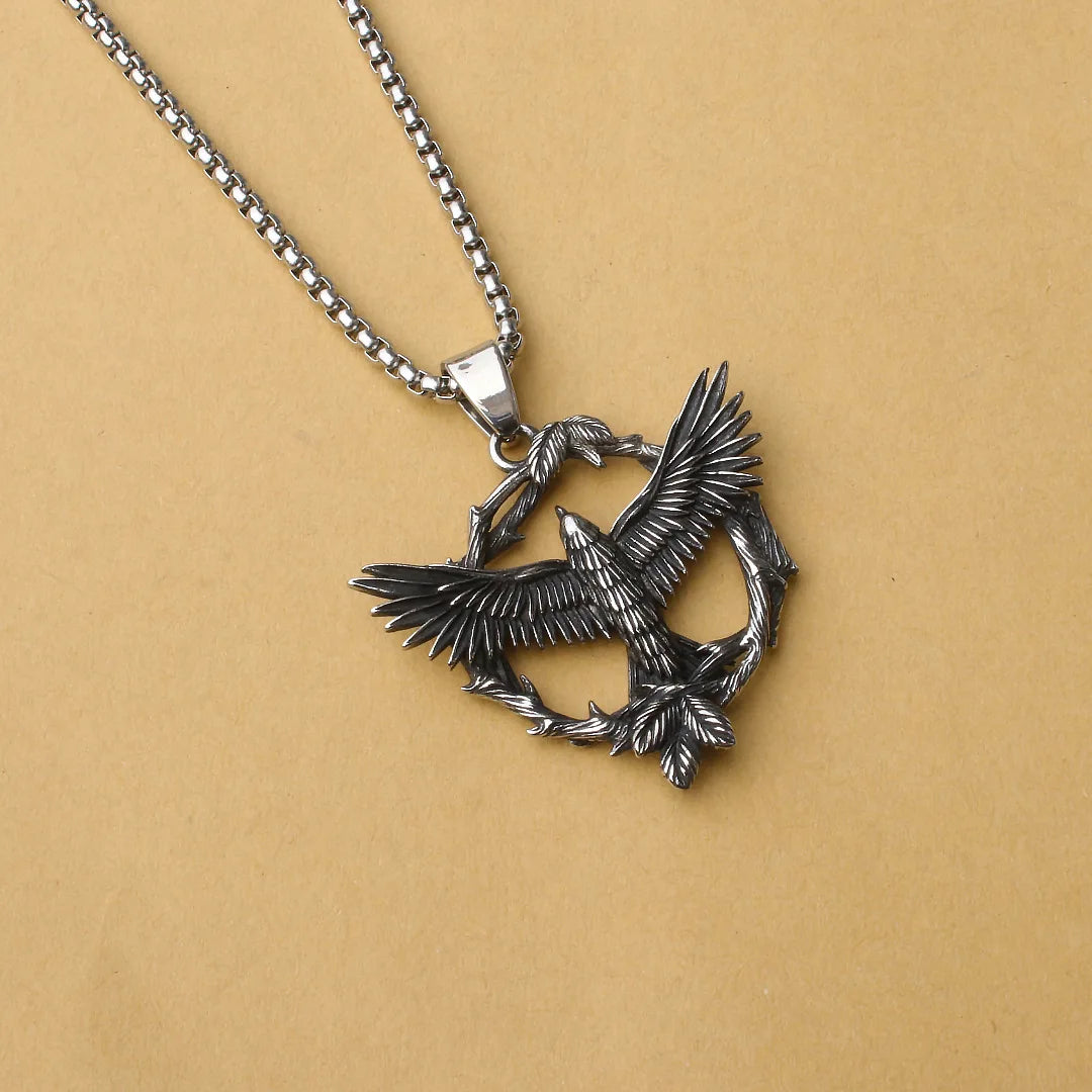 Silver Eagle Pendant Necklace Box Chain
