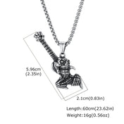 Gothic Hip Hop Skull Skeleton Guitar Necklace for Men Punk Instruments Pendant Stainless Steel Chain Neck Rock Jewelry Accessory