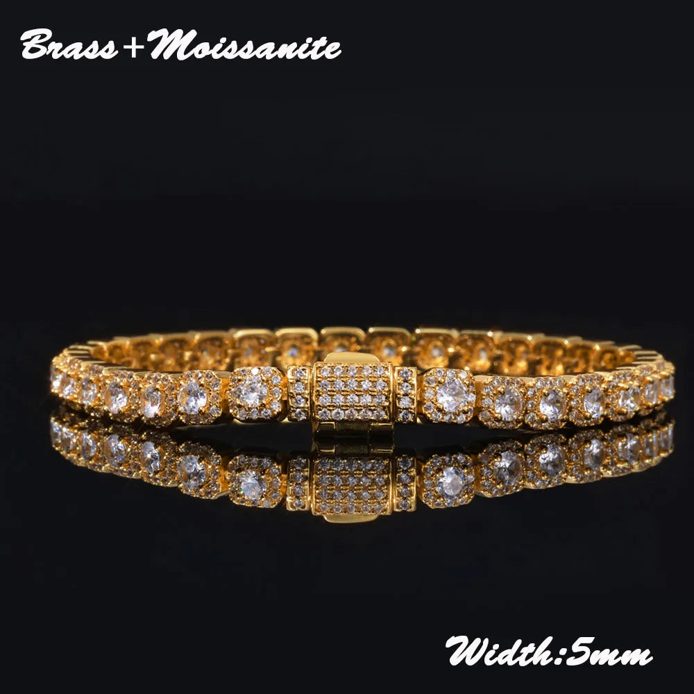 Fine 5mm Bling VVS1 Moissanite Tennis Necklace Iced out Brass Fashionable Hip Hop Style Men Women Bracelet With GRA Certificate