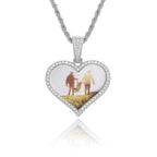 Iced Out Heart Photo Pendant Necklace