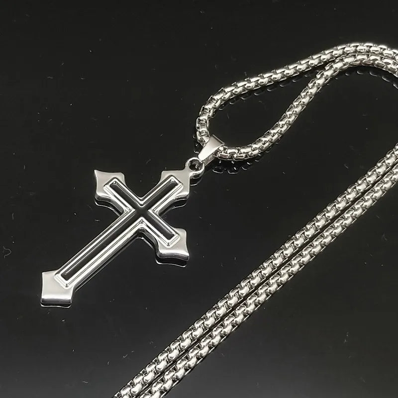 Cross Black Pendant Japanese Korean