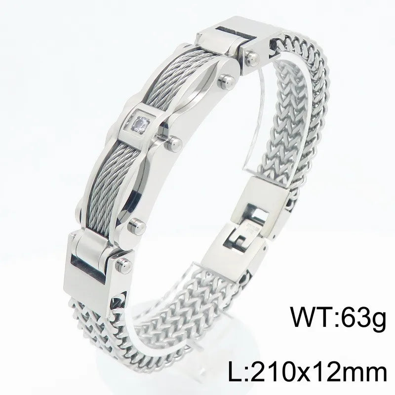 Bike Chain Man Bracelet for Men Gold Color Stainless Steel Link Men's Wrist Bracelets On Hand Jewelry Accessories