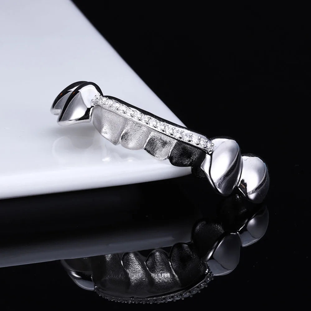 925 Silver VVS Grillz Iced Out Diamond 1-Row