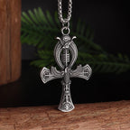 Vintage Egyptian Key of Life Ankh Cross Pendant Horus Patronus Necklace Men's Fashion Pharaoh Amulet Jewelry