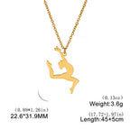 Unift Stainless Steel Sport Women Necklace Runner Rhythmic Gymnastics  Silhouette Pendant Fashion Birthday Jewelry Wholesale