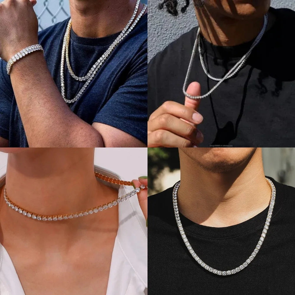 4mm Tennis Chain Necklace & Bracelet Set — Two-Tone