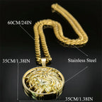 Jesus Crown of thorns Men's Necklace Stainless Steel Gold Color Chain Crucifix Medal Male Neckalces Religious Jewelry
