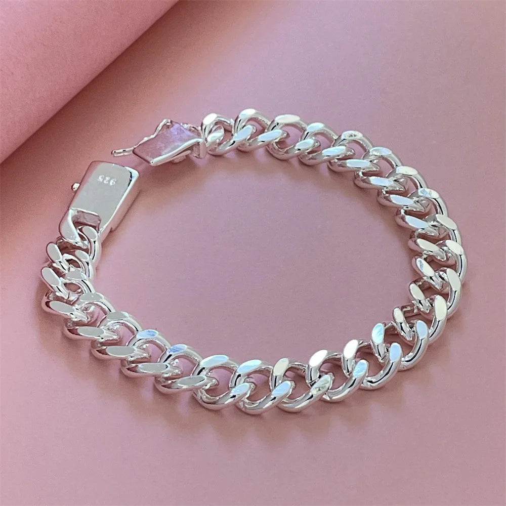 Cuban Link Chain Choker Necklace 10mm, 50-65cm — Silver-Tone