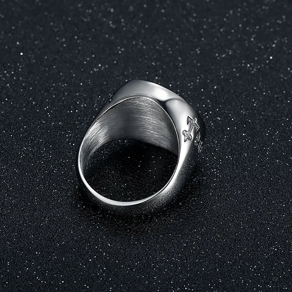 Knights Templar Crusader Shield Cross Ring — Stainless Steel