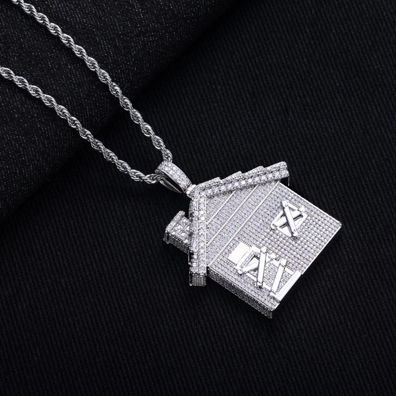 Iced Out House Pendant — 14K Gold
