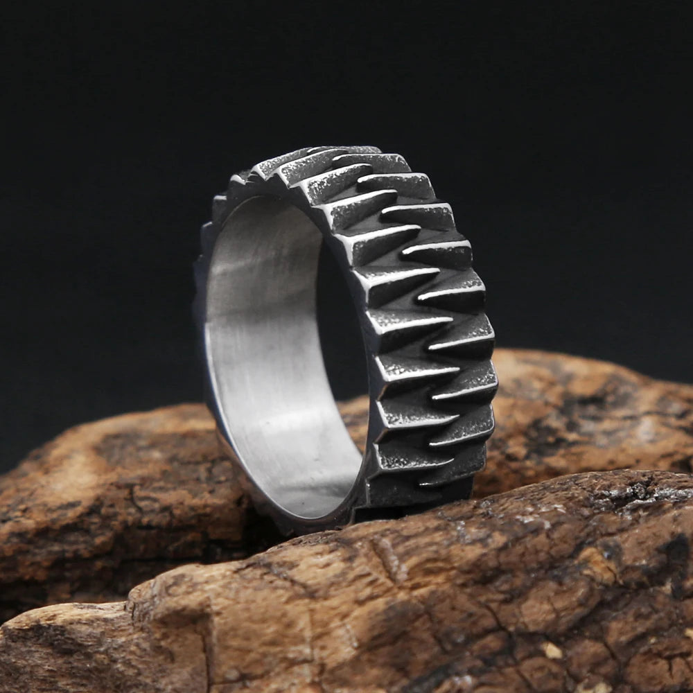 Geometric Gear Ring — Stainless Steel