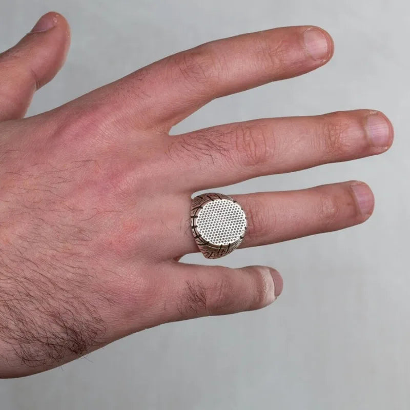 European and American retro personalized patterned men's geometric ring