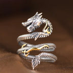 Buyee 925 Sterling Silver Unique Big Ring Elegant Chinese Dragon Open Ring Finger for Men Rock Punk Fine Jewelry Circle