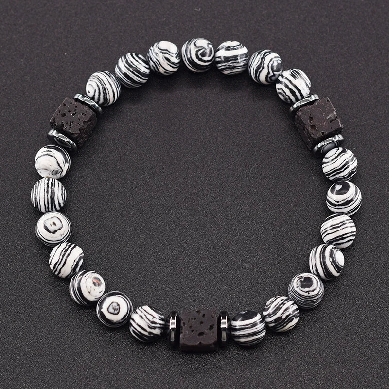 Retro Black Block Volcanic Bracelets Men Women Frosted Onyx Lava Beads Jewelry Yoga Meditation Birthday Gift Wholesales