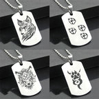 Wolf Dog Tag Pendant Necklace — Stainless Steel