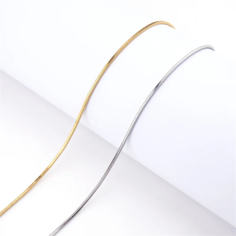 1.2mm Gold Color Stainless Steel Necklace For Men Hip Hop Titanium Steel Square Snake Chain Necklace Jewelry Accessories