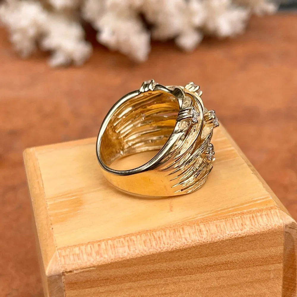 Entwined Vines Multi-Layer Wide Ring for Women — Stainless Steel
