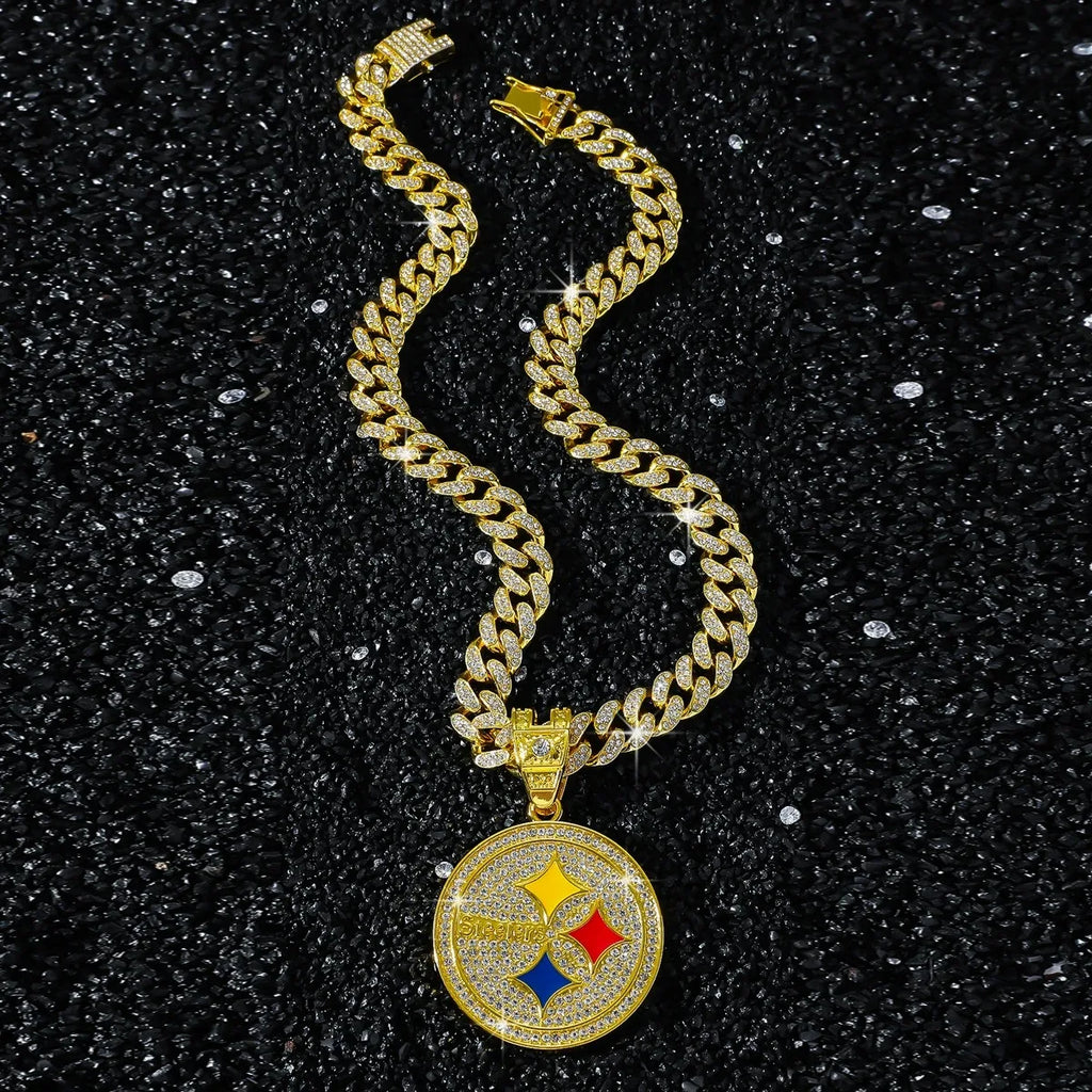 Round Disc Logo Pendant Necklace — 50cm Length