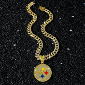 Round Disc Logo Pendant Necklace — 50cm Length