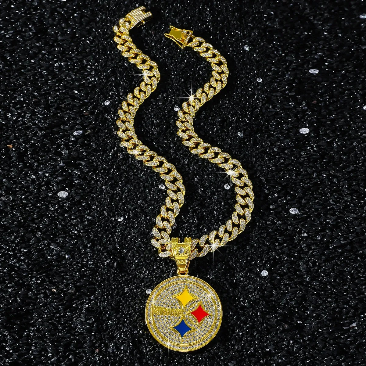 Round Disc Logo Pendant Necklace — 50cm Length