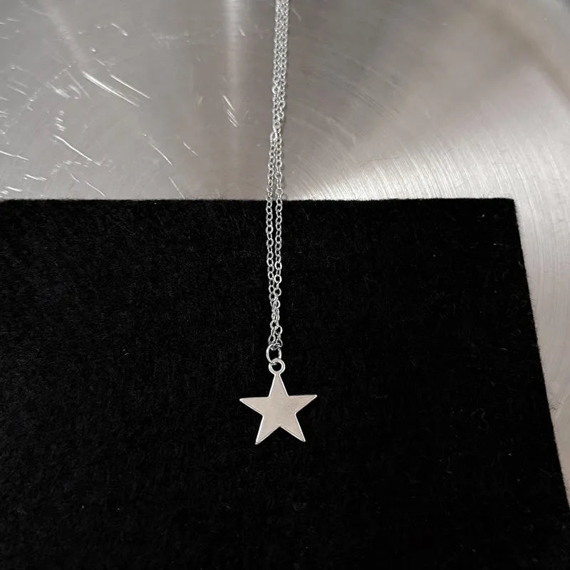 Y2K Star Cross Pendant Necklace — Stainless Steel