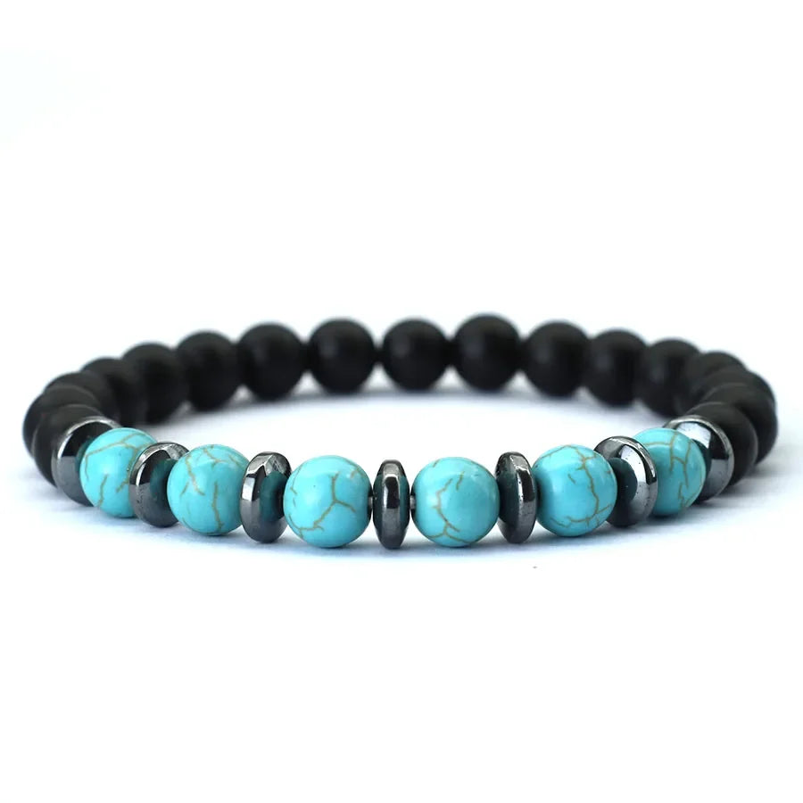 Noter Men Bracelet High Quality Black Frosted Stone Strand Braslet Gifts For Boyfriend Husband Hematite Healing Braclet Pulsera