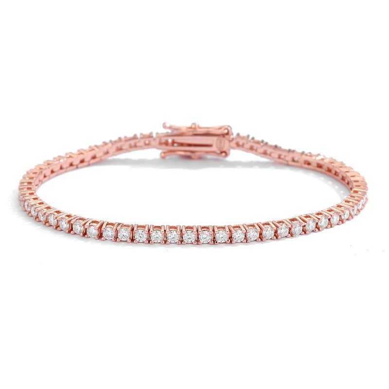 2mm 925 Sterling Silver Moissanite Bracelet 3mm D VVS1 Diamond with GRA for Women Sparkling Wedding Party Fine Jewelry
