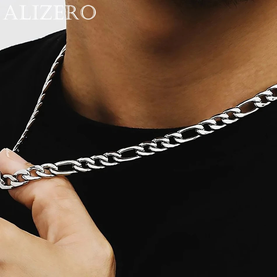 Wholesale 925 Sterling Silver Necklace 2/4/6/8/10/12MM Width 40-75cm Figaro Chain Lobster Clasp Men Women Engagement Jewelry