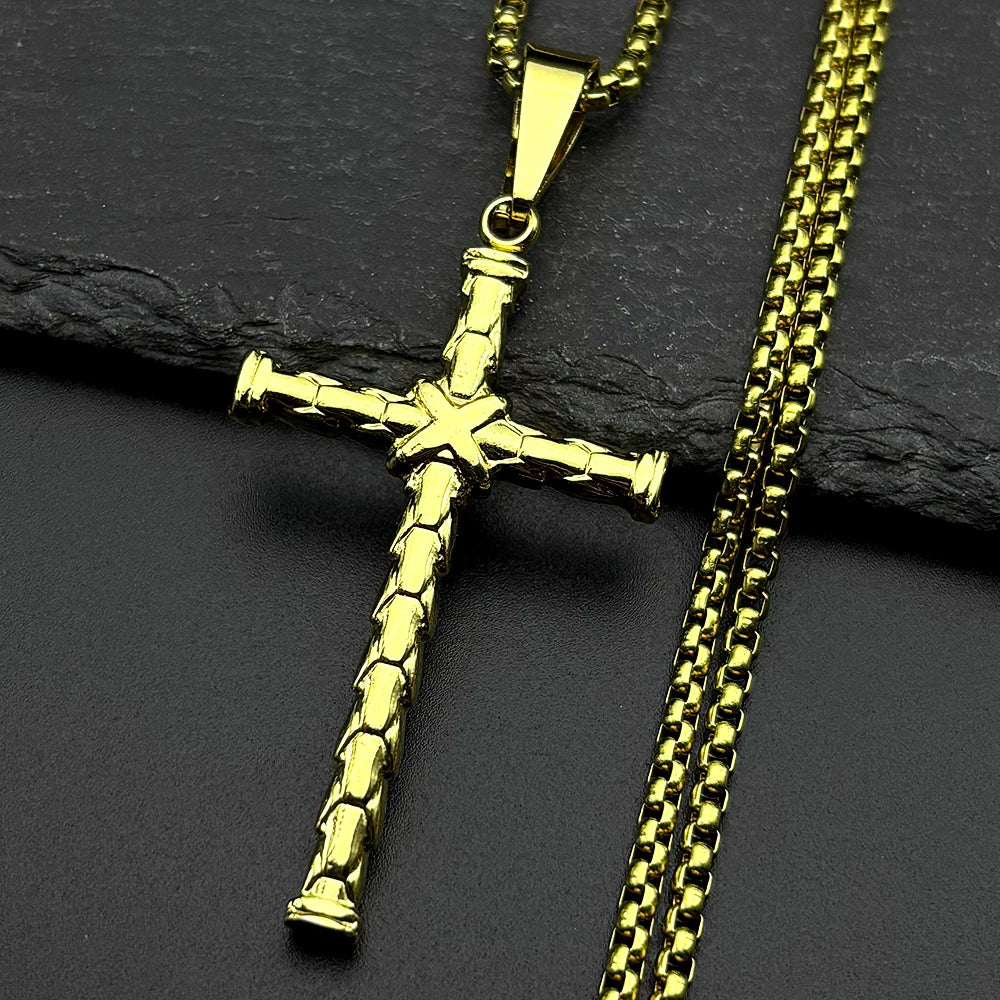 Cross Steel Pendant Christian Punk Biker
