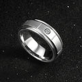 Rings for Men Women Tungsten 8mm Silvery Fillet Cubic Zirconia Party Birthday  Engagement Gift Jewelry,Engraving