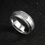 Rings for Men Women Tungsten 8mm Silvery Fillet Cubic Zirconia Party Birthday  Engagement Gift Jewelry,Engraving