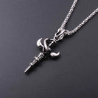 Retro Punk Heart Sword Wings Pendant Necklace — Mixed Metal