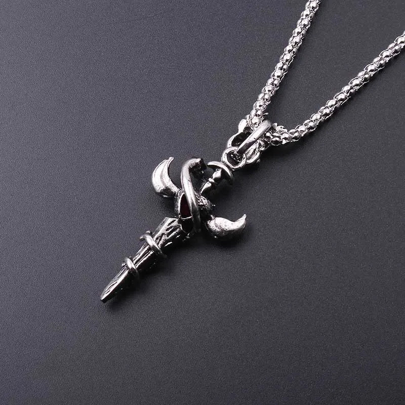 Heart-shaped Sword Wings Necklace Retro Punk style Pendant Jewelry Accessory for Women Men Personality Gifts